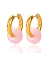 18k gold-plated stainless steel, Tarnish-free, Waterproof, Suitable for sensitive skin, gold earrings, retro earrings, vintage charm, classic earrings, beautiful earrings, timeless earrings, hoop earrings, charm earrings, light pink earring